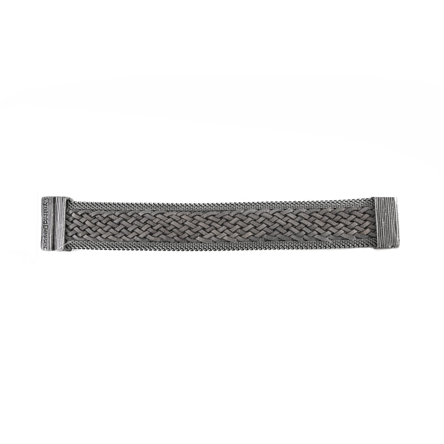 grey leather braid bracelet