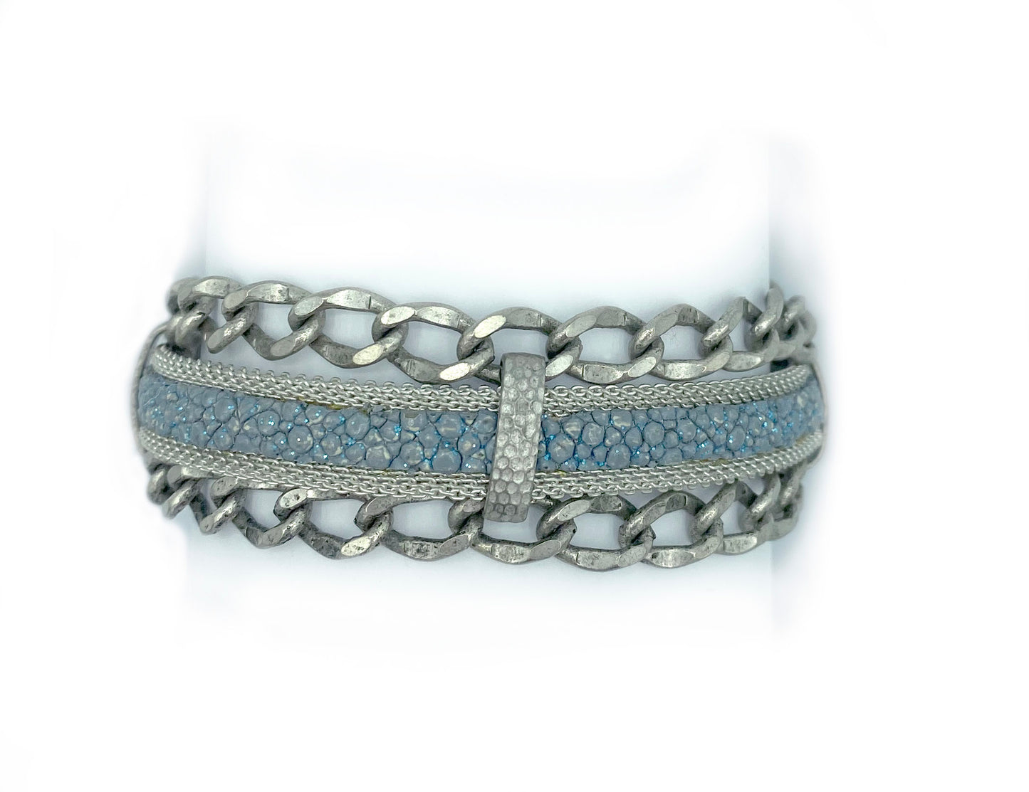 Shimmery Stingray Linked with Chains Cuff