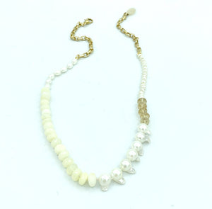 White on White Opal and Pearl necklace