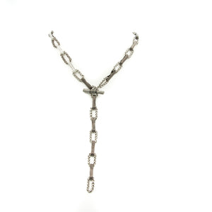 Gunmetal & Oxidized Silver Wheatchain Toggle Necklace