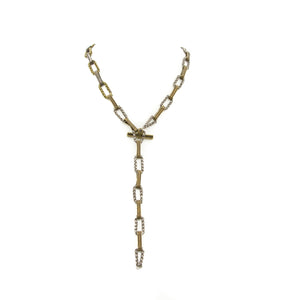 Silver & Oxidized Bronze Wheatchain Toggle Necklace