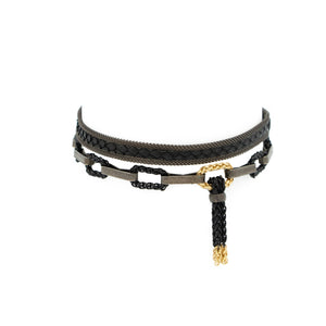 Black Snakeskin Tassle Choker