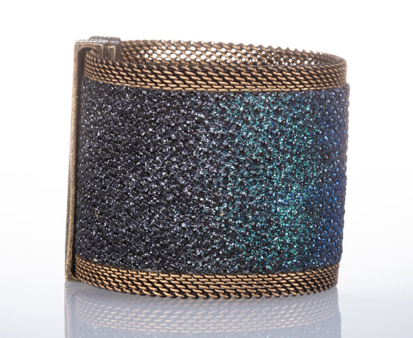 Stingray Cuff, Limited Edition of 3; Hand Painted Shimmery Blocks of Ombre Color