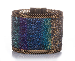 Stingray Cuff, Limited Edition of 3; Hand Painted Shimmery Blocks of Ombre Color