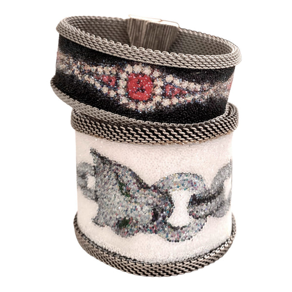 Precious Shimmery Cuff in Ruby and Diamonds