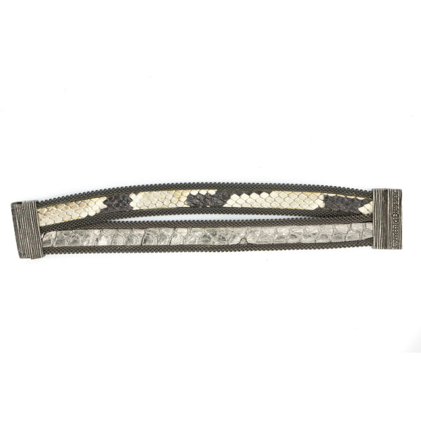 double natural silver snakeskin cuff