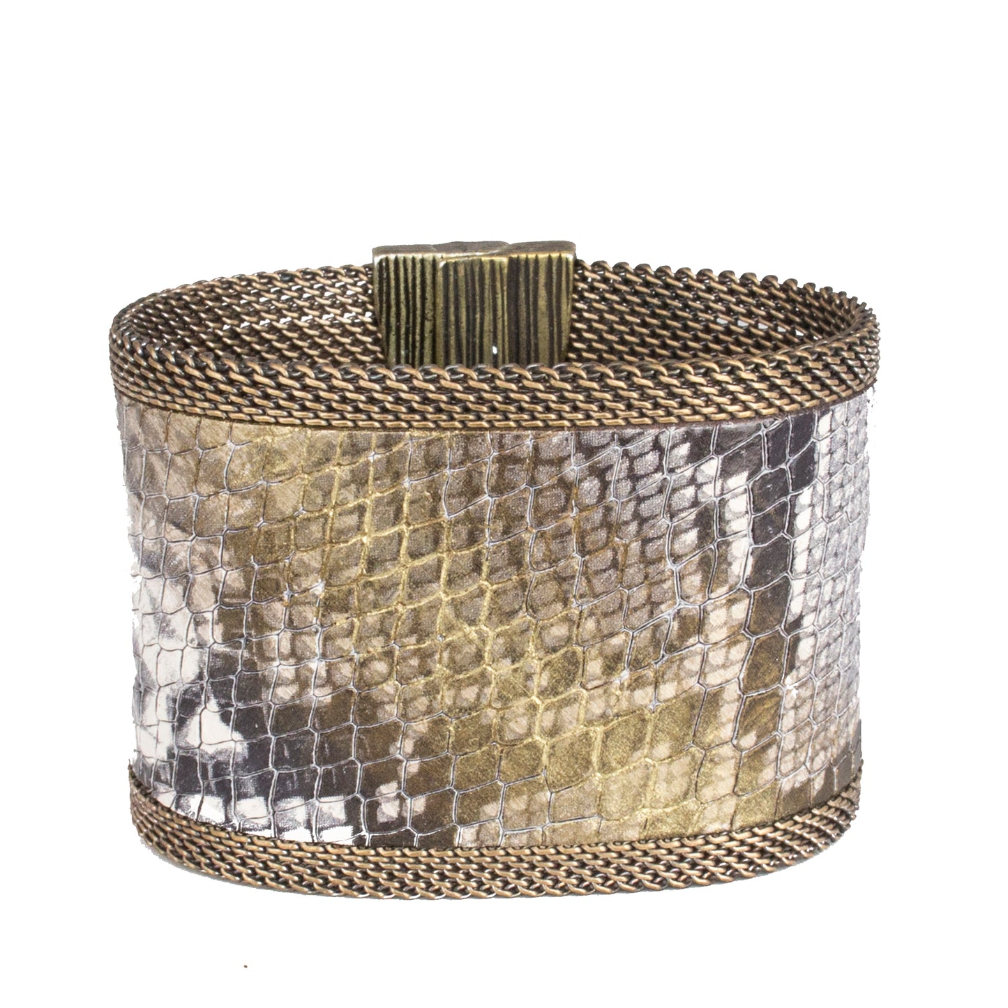 Golden Ombre Natural Snakeskin Effect Cuff