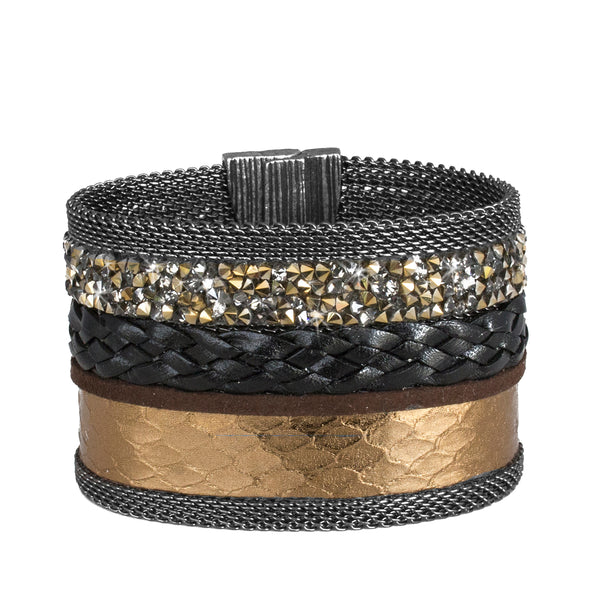 Deep Gold Snakeskin Mixed Cuff
