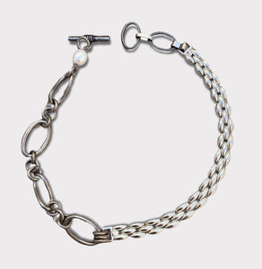Versatile Chain Link Choker & Wrap Bracelet/Mixed Silvers