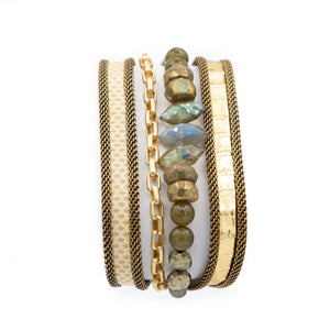 Bright Multi Snakeskin & Gemstone Triple Wrap Bracelet