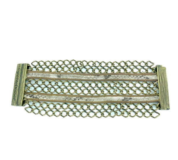 Extra Wide Woven Cuff with Natural Snake