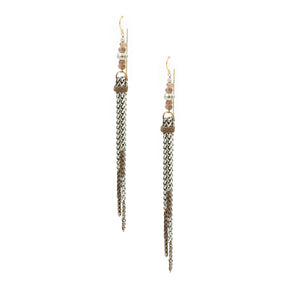Andalusite & Silver Pyrite 2 Tone Tassle Earrings